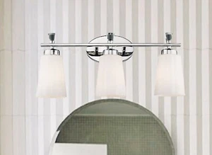 3-Light Polished Nickel Bathroom Light Fixture 21" Over Mirror Small New!  - Picture 1 of 7