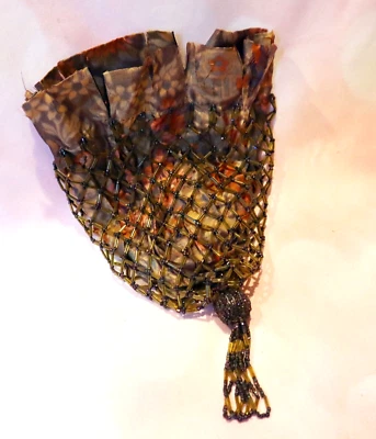Antique Victorian Beaded Purse Tassel Floral Tapestry Pattern Fabric TLC - Image 1 of 4
