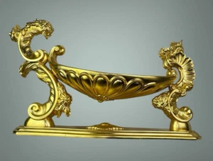Culla per Bambino Gesù divino infante Foglia Oro Bambinello IHS58x15cm Intaglio - Foto 1 di 23