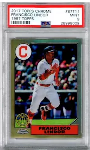 2017 Topps Chrome Francisco Lindor 1987 Topps PSA 9 - Picture 1 of 2
