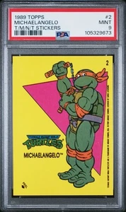 1989 Topps Michelangelo Teenage Mutant Ninja Turtles Stickers #2 PSA 9 Mint - Picture 1 of 2