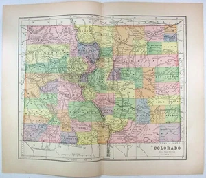 Colorado - Original 1891 Map by Hunt & Eaton. Antique - Picture 1 of 3