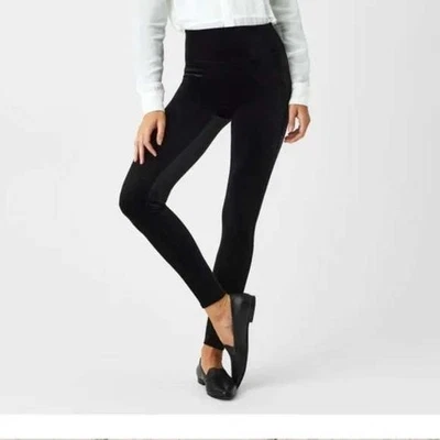 SPANX Black Velvet High Waisted Stretch Shaping Leggings Pants Womens Size Small - Image 1 of 4