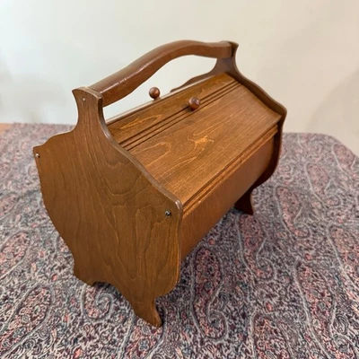 Kit de costura de madera curvada vintage cesta caja manija doble puerta  Foto 1 de 4