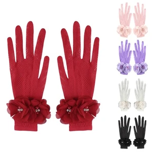 Damen Braut Handschuhe Cosplay Fischernetz Fäustlinge Strass Kleid Zubehör - Bild 1 von 38