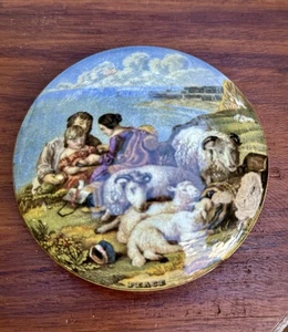 Viktorianische englische Prattware Porzellan Deckel & Sockel "Peace" Pastoralszene - Bild 1 von 3