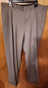 Wool Pleated Slacks 38x31 Brown With Cuffs By Lanificio Comero Made In Italy - Picture 1 of 13