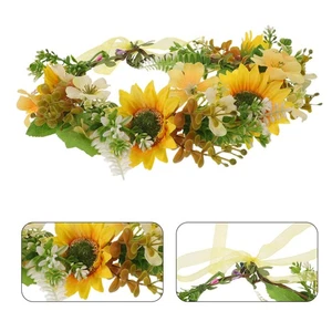  Green Leaf Floral Crown Flower Women Girls Headband Flower Headpiece Bridal - Picture 1 of 18