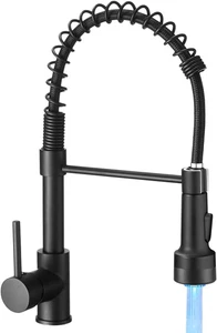 Matte Black Kitchen Faucet with LED Light & Pull-Down Sprayer 9005R - Picture 1 of 12