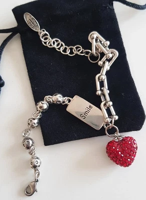 EDLES BETTEL ARMBAND 925 Silber Charm Zirkonia HERZ ARMKETTE Armreif Anhänger - Bild 1 von 4