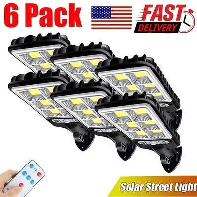 HOMEGARDEN_USSTORE 6PCS Outdoor Solar Wall Light LED Motion Sensor Bright Flood Street Lamp 3 Modes