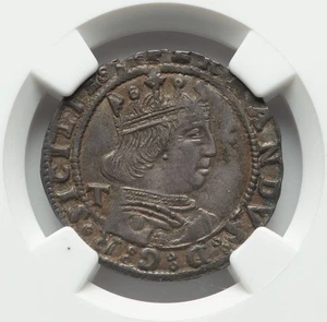 Italien - 1488-1494 Nalples - Ferdinand I - Coronato - NGC AU55 - TOP PORTRAIT! - Bild 1 von 4