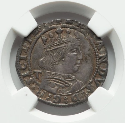 Italy - 1488-1494 Nalples - Ferdinand I - Coronato - NGC AU55 - SUPERB PORTRAIT! - Image 1 of 4