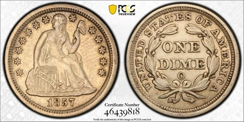 1857 O F-104 Seated Liberty Dime PCGS XF Details *DoubleJCoins* 1600-59 Cover