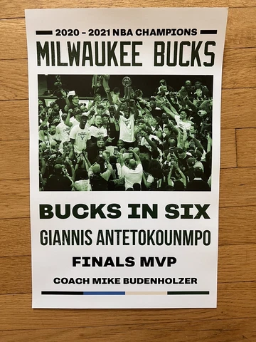 Milwaukee Bucks 2021 Commemorative Championship Poster - 11 x 17 Cover