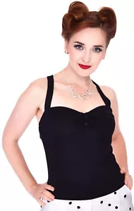 Voodoo Vixen »CROSS STRAP« Träger SWEETHEART 50s TOP Oberteil Schwarz Rockabilly - Bild 1 von 5