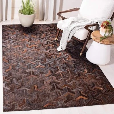 Handmade Leather Cowhide Hairon Patchwork Area Rug 8x10 – Luxury Carpet - Image 1 of 4
