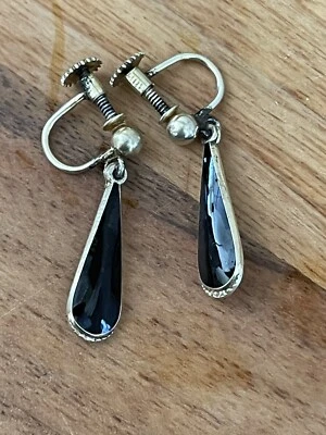 Orecchini Arne Nordlie antichi argento sterling smalto nero vintage Norvegia ... - Immagine 1 di 4