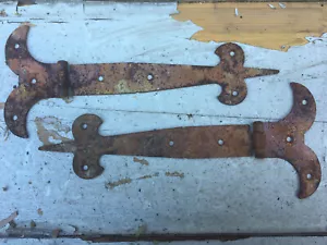 RUSTY ~10" PAIR of RUSTIC GOTHIC T/HINGES~ - Picture 1 of 2