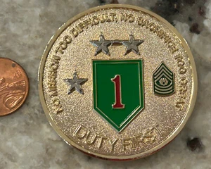 First Infantry Command Sergeant Major Red 1 "Victory" Challenge Coin - Picture 1 of 2