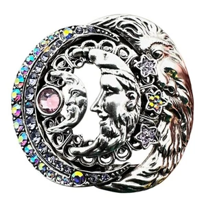 Kirks Folly Womens Bracelet Silver Tone Moon Phases Crystals Cuff - Picture 1 of 4