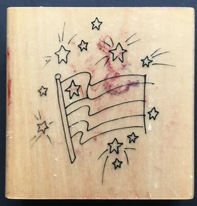PATRIOTIC STRIPES & STARS USA AMERICAN FLAG SYMBOL Anita's Wood Rubber Stamp - Bild 1 von 4