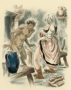 1933 ANDRÉ COLLOT estampe originale couleurs vélin Arches CURIOSA RABELAIS 1/300 - Picture 1 of 2