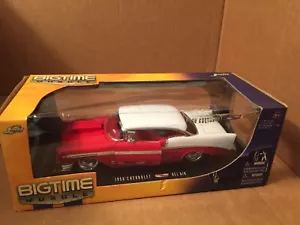 JADA BIGTIME MUSCLE DIE-CAST 1956 CHEVY BEL AIR ROSSO/BIANCO 1:18 NUOVO IN SCATOLA - Foto 1 di 9