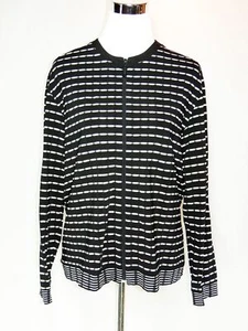 Chicos Travelers Black White Zipper Front Jacket 2 M 12/14 - Picture 1 of 5
