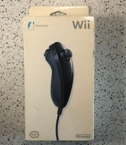 Nintendo Wii Genuine OEM BLACK Nunchuk Controller Brand New Factory Sealed - Picture 1 of 5