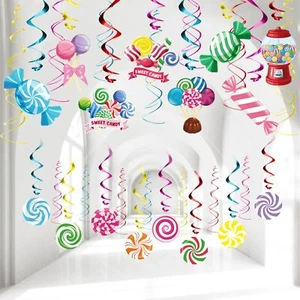 Candyland Party Decorations Candy Hanging Swirls Decorations Colorful Candy D... - Picture 1 of 7