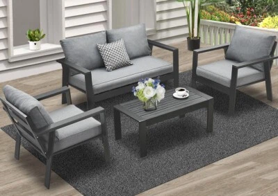 MeXo 4-Sitzer Balkonmöbel Set Alu Gartenmöbel Set Sitzgruppe Lounge Gartenset - Bild 1 von 4