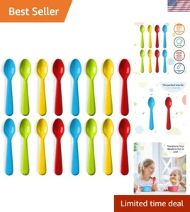 16-Piece Kids Spoons Set - Dishwasher Safe Toddler Flatware in Bright Colors - Picture 1 of 6
