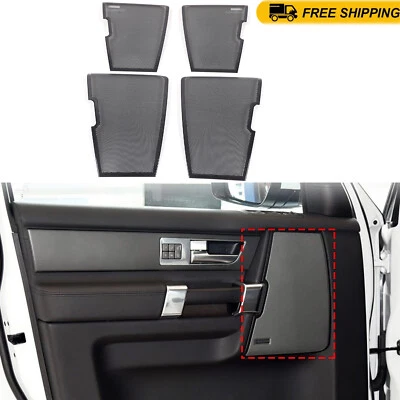 Cubierta de altavoz interior de puerta negra de acero inoxidable para Land Rover LR4 10-16 Foto 1 de 4