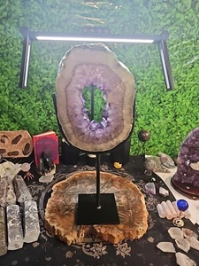 14.9lb Amethyst Geode Cluster Crystal W/Stand - Picture 1 of 17