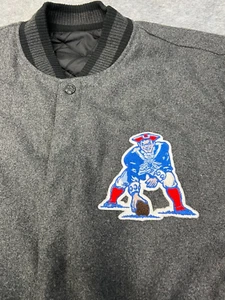 New England Patriots Zip Jacke Wende Wolle mit Lederärmeln NFL XL - Bild 1 von 14