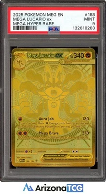 Pokemon 2025 Mega Lucario ex 188/132 Mega Hyper Rare Mega Evolution PSA 9 - Image 1 of 3