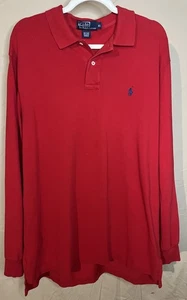 POLO by RALPH LAUREN Long Sleeve Polo VINTAGE Red Shirt Men's XL - Picture 1 of 6