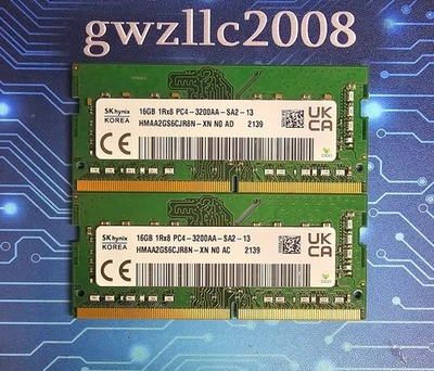 32GB (2x16GB) PC4-25600 DDR4-3200MHz 1Rx8 Non-ECC Hynix HMAA2GS6CJR8N-XN #A16 - Image 1 of 2