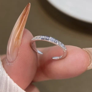 925 Sterling Silber dünner Kreis Zirkon Zehenring für Frauen Hochzeit Schmuck Geschenk - Bild 1 von 13