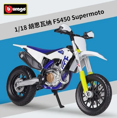 MAISTO Bburago 1:18 Husqvarna FS450 Supermoto Motorcycle Bike Model New in box