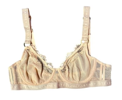Sujetador con aros de encaje y malla Stella McCartney 36A rosa desnudo correas ajustables nuevo Foto 1 de 4