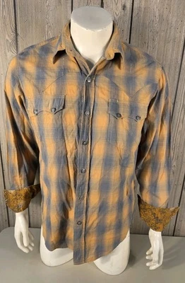 Roper Pearl Snap Western Shirt Mens Medium Flip Cuff Check Plaid Cowboy  - Image 1 of 4