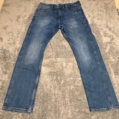 Pantalones de mezclilla Wrangler retro ajustados rectos azules para hombre 34x32 Foto 1 de 4