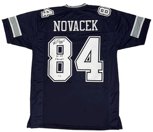 Jay Novacek of the Cowboys Autographed "3x SB Champ" Custom #84 Jersey Beckett - Picture 1 of 2