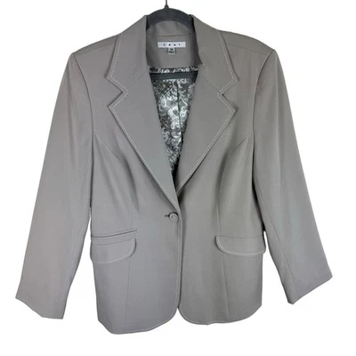 Blazer CAbi Tostado Taupe Sencillo Pecho Un Botón Forrado Bolsillos Talla Grande 14 Foto 1 de 4