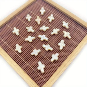 1PC Crucifix Natural Freshwater Pearls Cross Baroque Pearl for Necklace Earrings - Picture 1 of 9