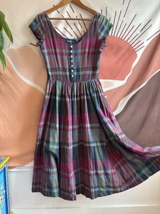 Vintage Polo Ralph Lauren Kleid Damen Tartan Prairie Cottagecore 80er Midi Größe - Bild 1 von 21