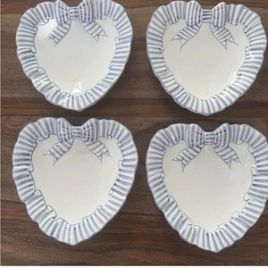 Sehr gutes 4er Set - The Haldon Group 6" Teller mit blauem Band gestreifter Rand - Bild 1 von 4