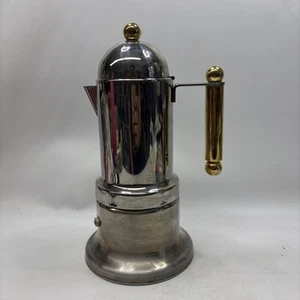 Caffettiera VeV Kontessa 6 tazze inox 18/10 finiture oro 24K vintage Italy #15 - Imagen 1 de 11